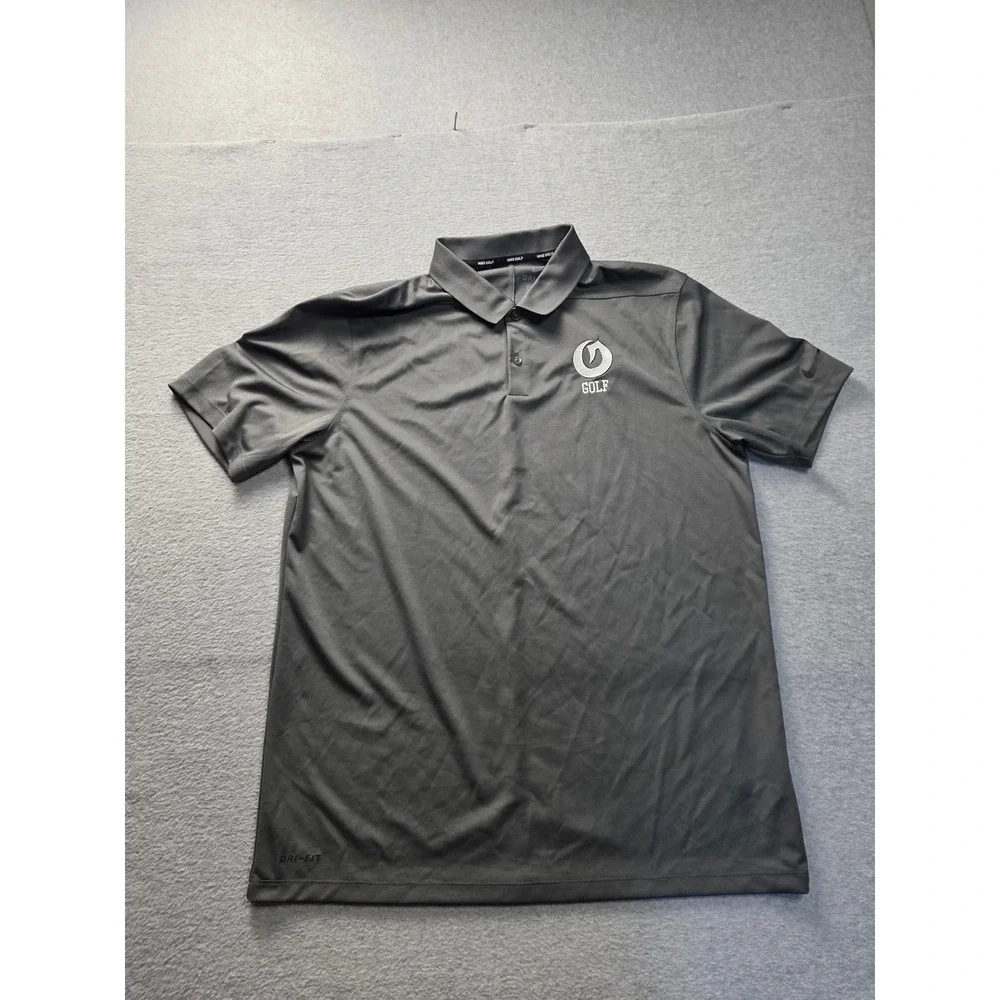 Nike Golf Dri-FIT Polo Shirt Mens Large Gray‎ Embroidered Golf Logo Athletic